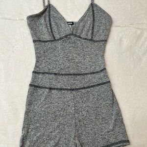 Fashion Nova Charcoal Gray Pajama Romper